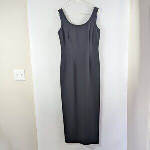 Maggie London Petites Long Black Dress with Side Slit & Key Hole Back 12P